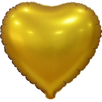 Воздушный шар, фольгированное сердце золотой сатин, 18″/46 см